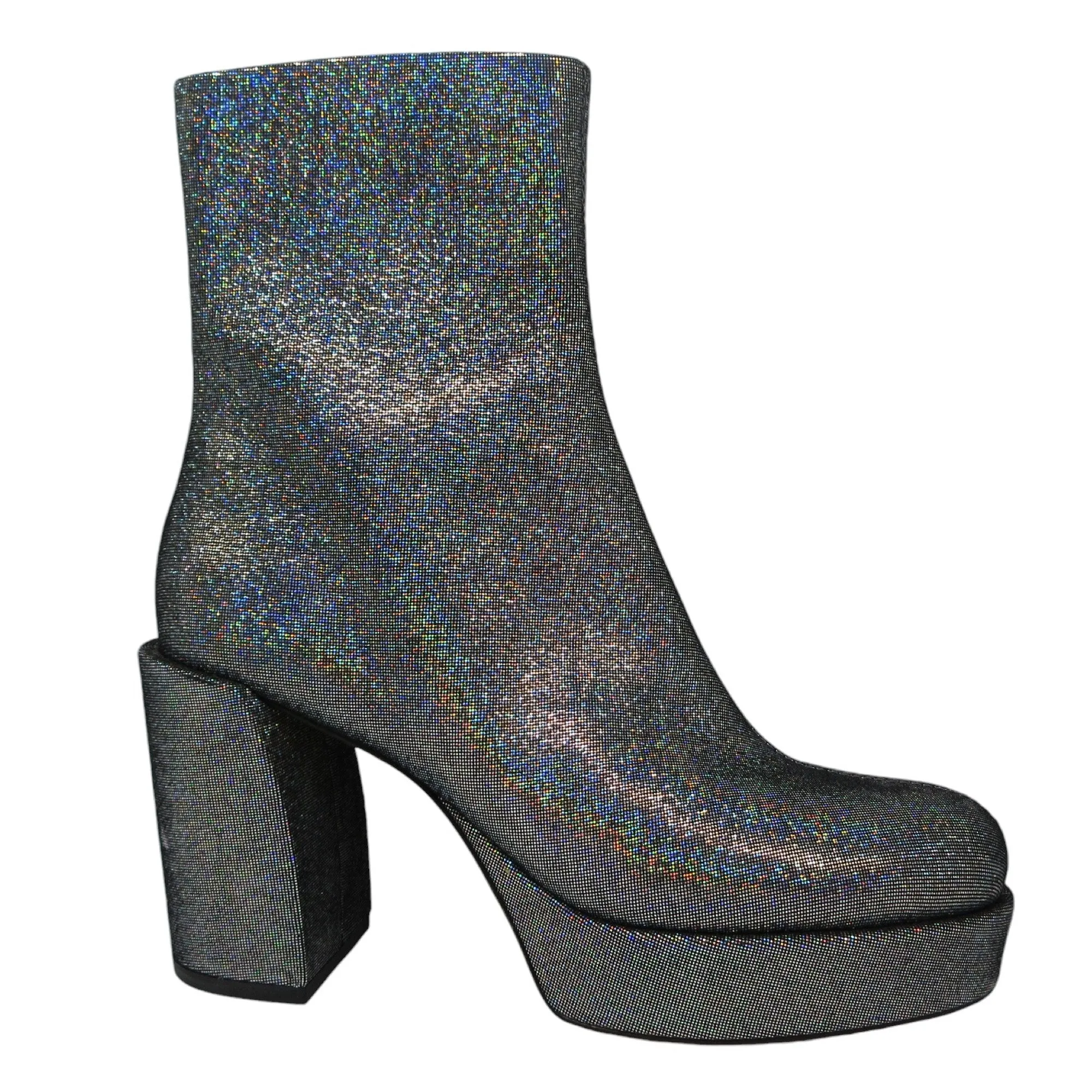 3.1 Phillip Lim Silver Glitter Metallic Platform Boots