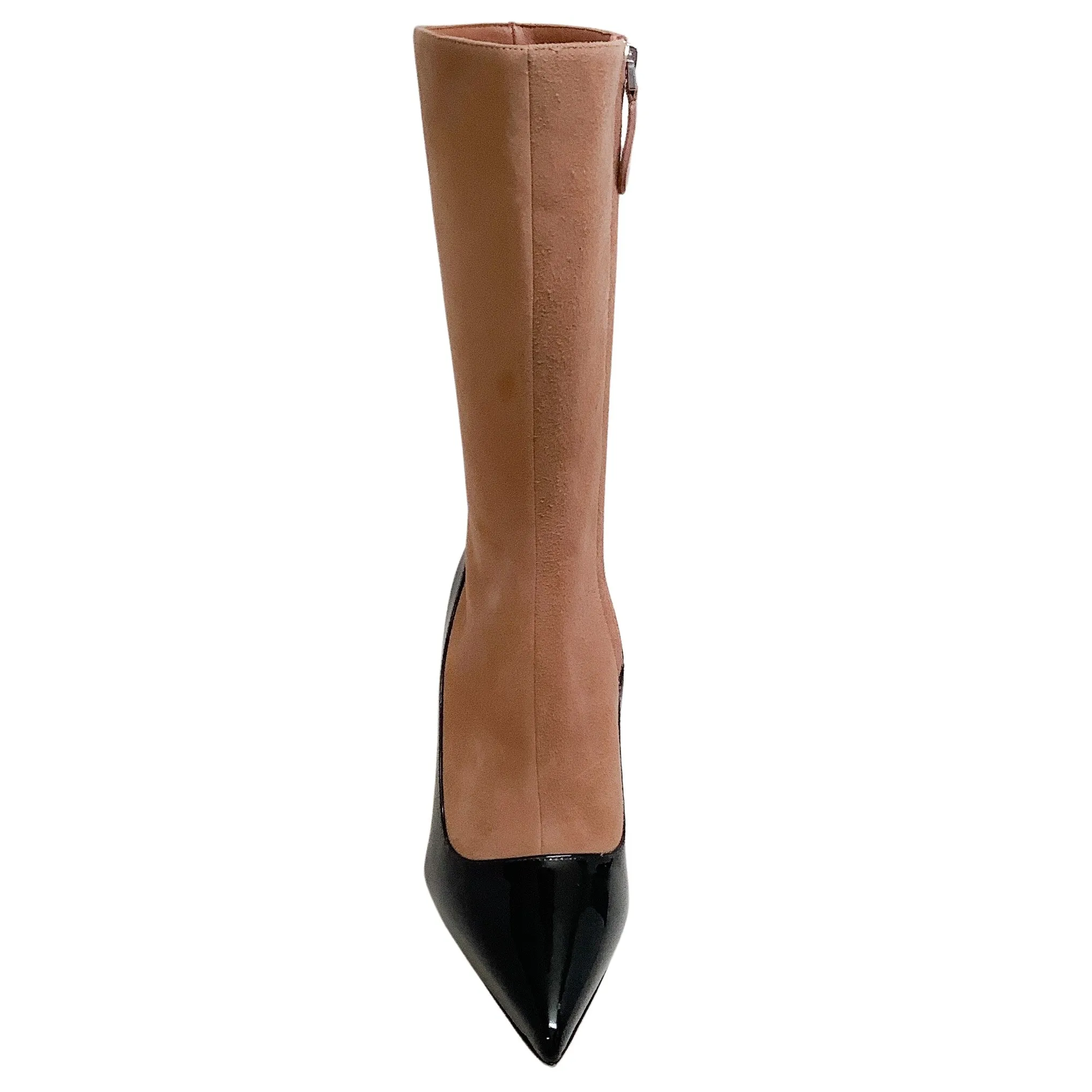 Alaia Nude Suede / Black Patent Short Boot 90