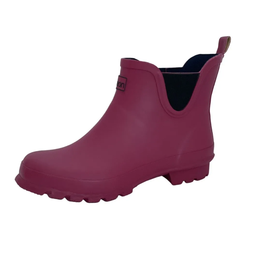 Ankle Height Rain Boots - Raspberry Red - Wide Foot - Easy to Slip On