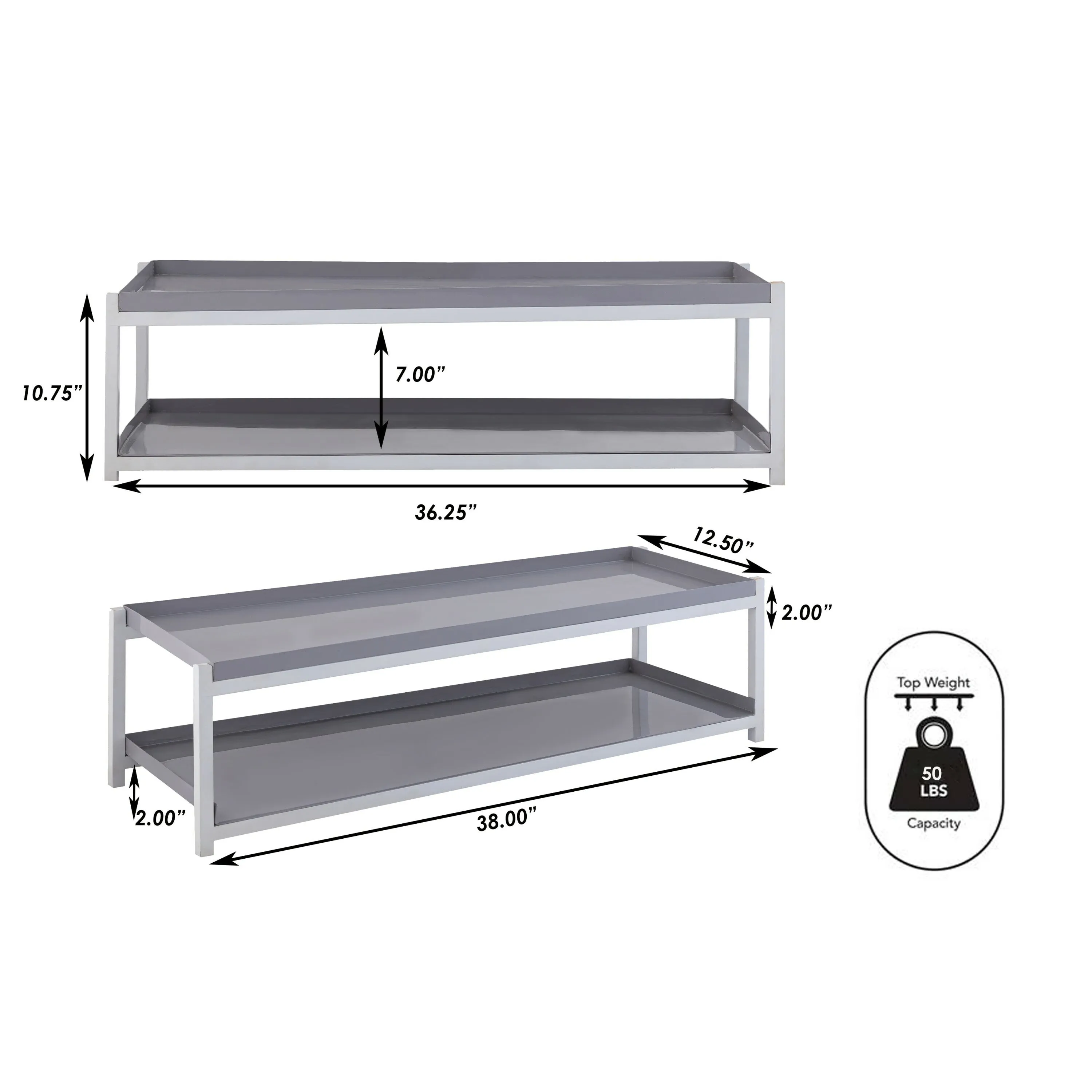 Ashoka Industrial Compact 10.75" 6-Pair 2-Tier Iron Shoe Rack