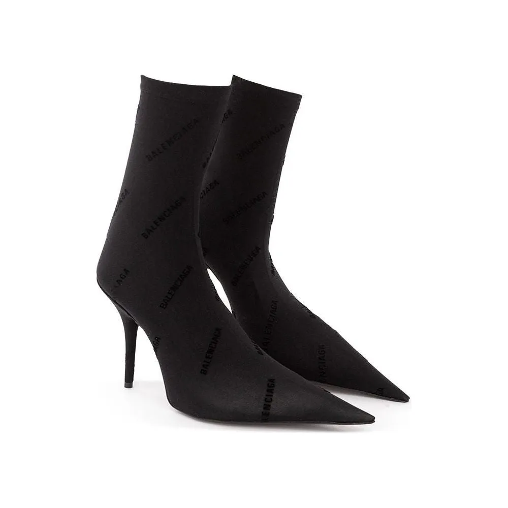 Balenciaga Elegant Black Spandex Statement Boots