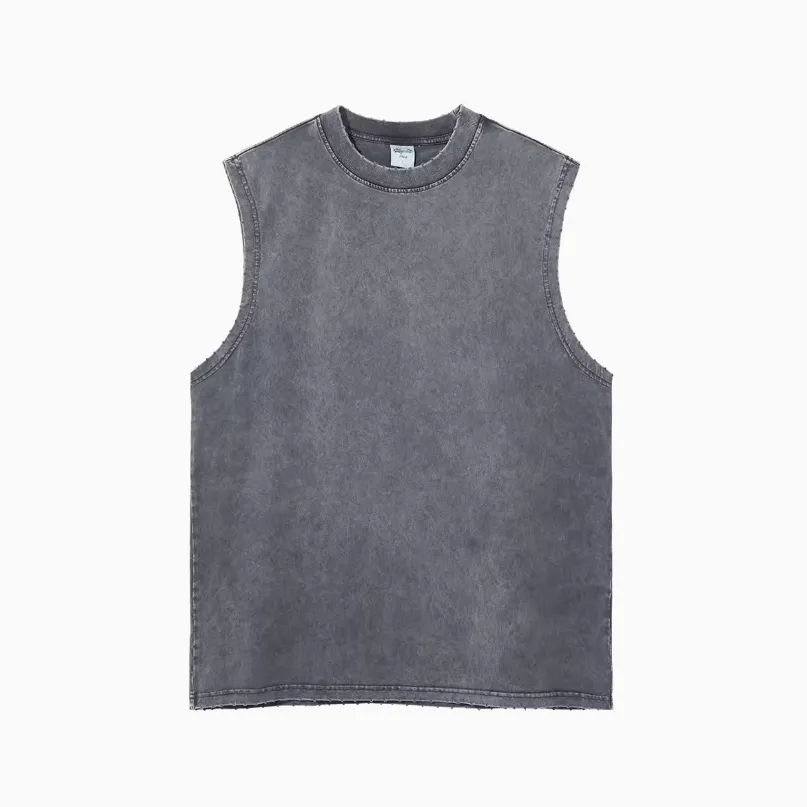 Basic Sleeveless Oversized Acid Washed Unisex T-Shirt