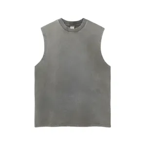 Basic Sleeveless Oversized Acid Washed Unisex T-Shirt