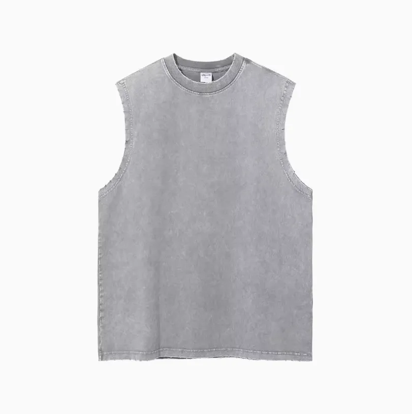 Basic Sleeveless Oversized Acid Washed Unisex T-Shirt