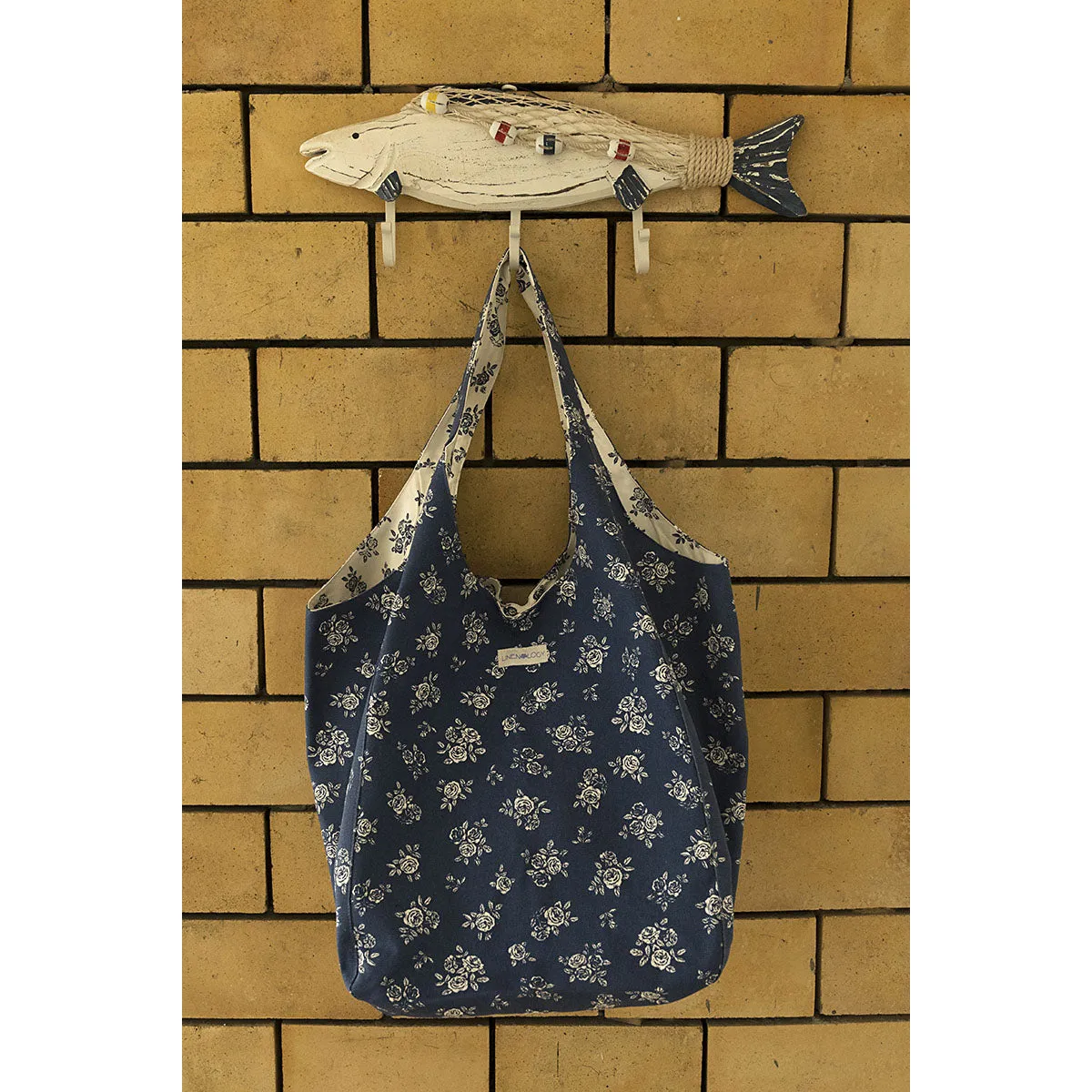 Beach Bag - English Rose - Navy