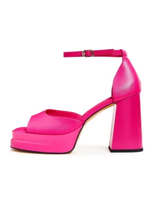 Classic Open Toe High Heels Sandals - Fushia