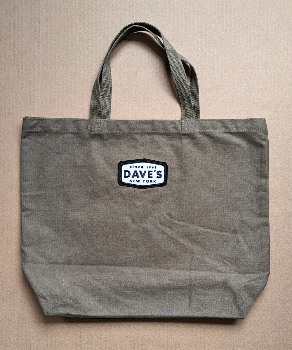 Dave's New York Patch Canvas Tote - Olive Drab