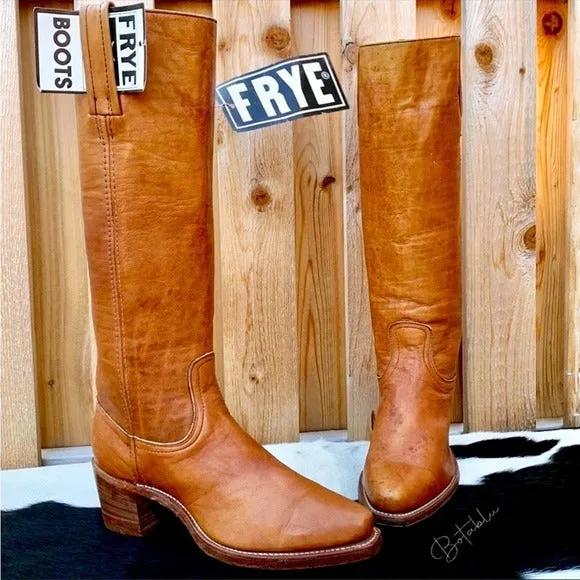 FRYE New Vintage Tall Knee High Brown Leather Boho Cowgirl Western Boots