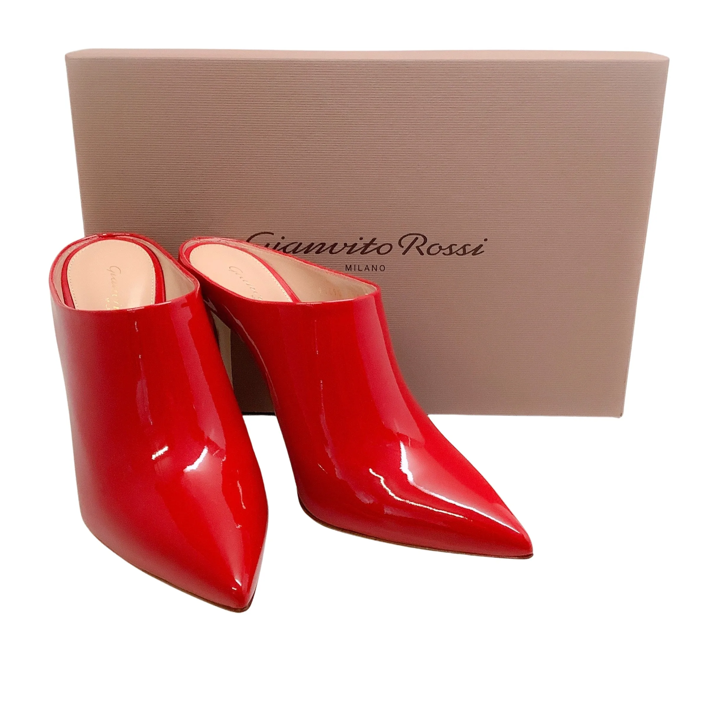 Gianvito Rossi Red Patent Nova Mules