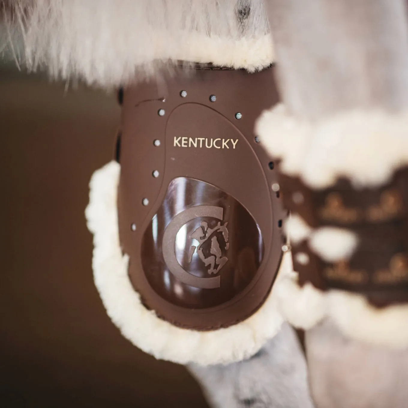 Kentucky Horsewear Sheepskin Fetlock Boots Elastic - Brown