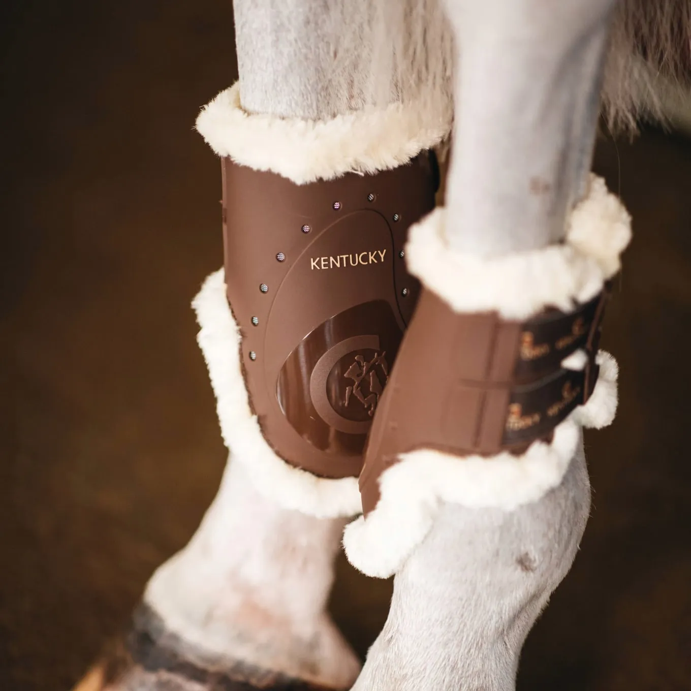 Kentucky Horsewear Sheepskin Fetlock Boots Elastic - Brown