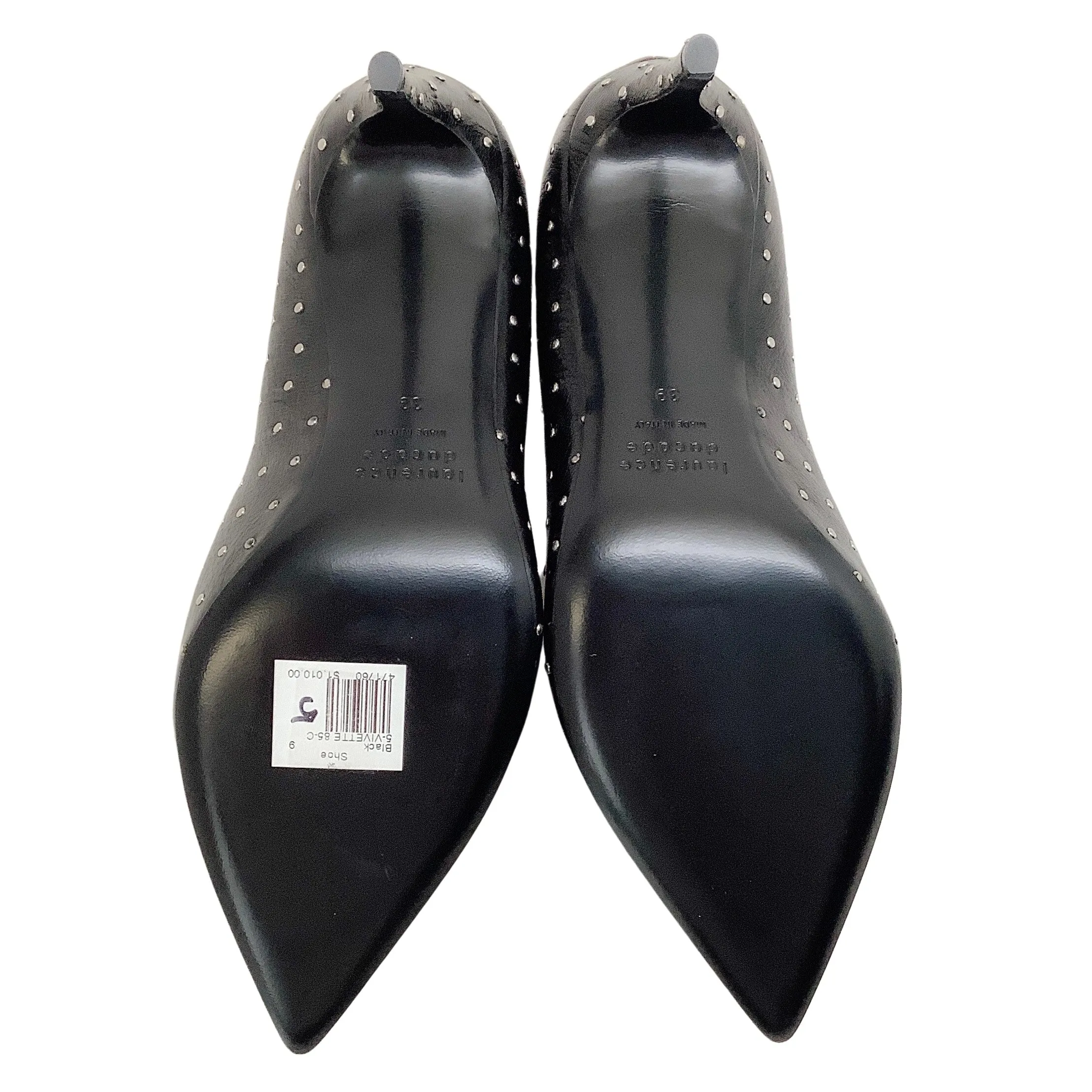 Laurence Dacade Black Leather Vivette 85 Pumps with Silver Studs