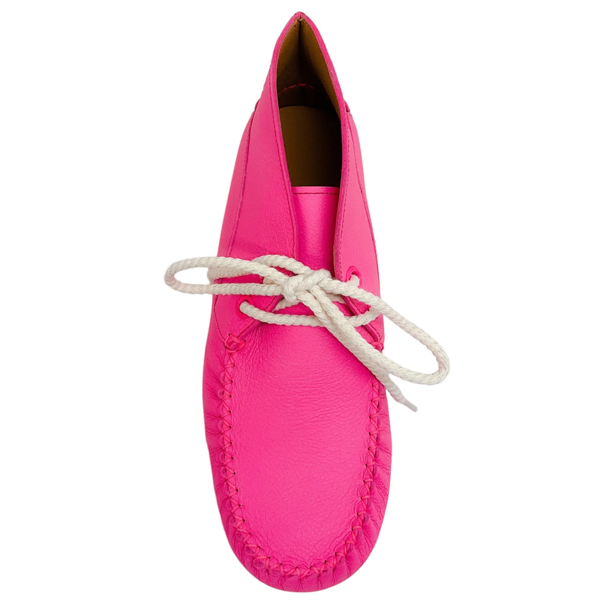 Loewe Neon Pink Soft Lace Up Ankle Booties