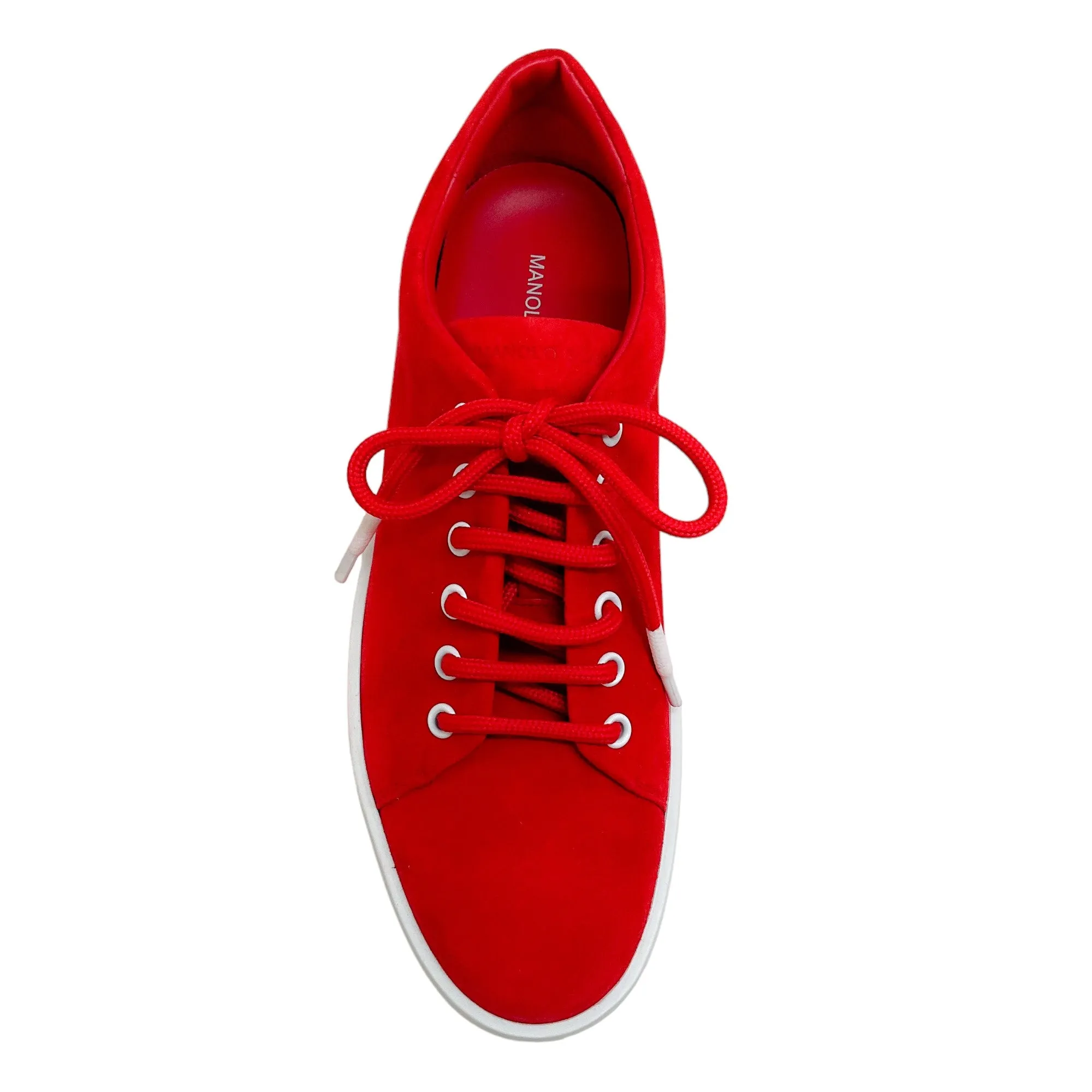 Manolo Blahnik Red Suede Semanada Sneakers