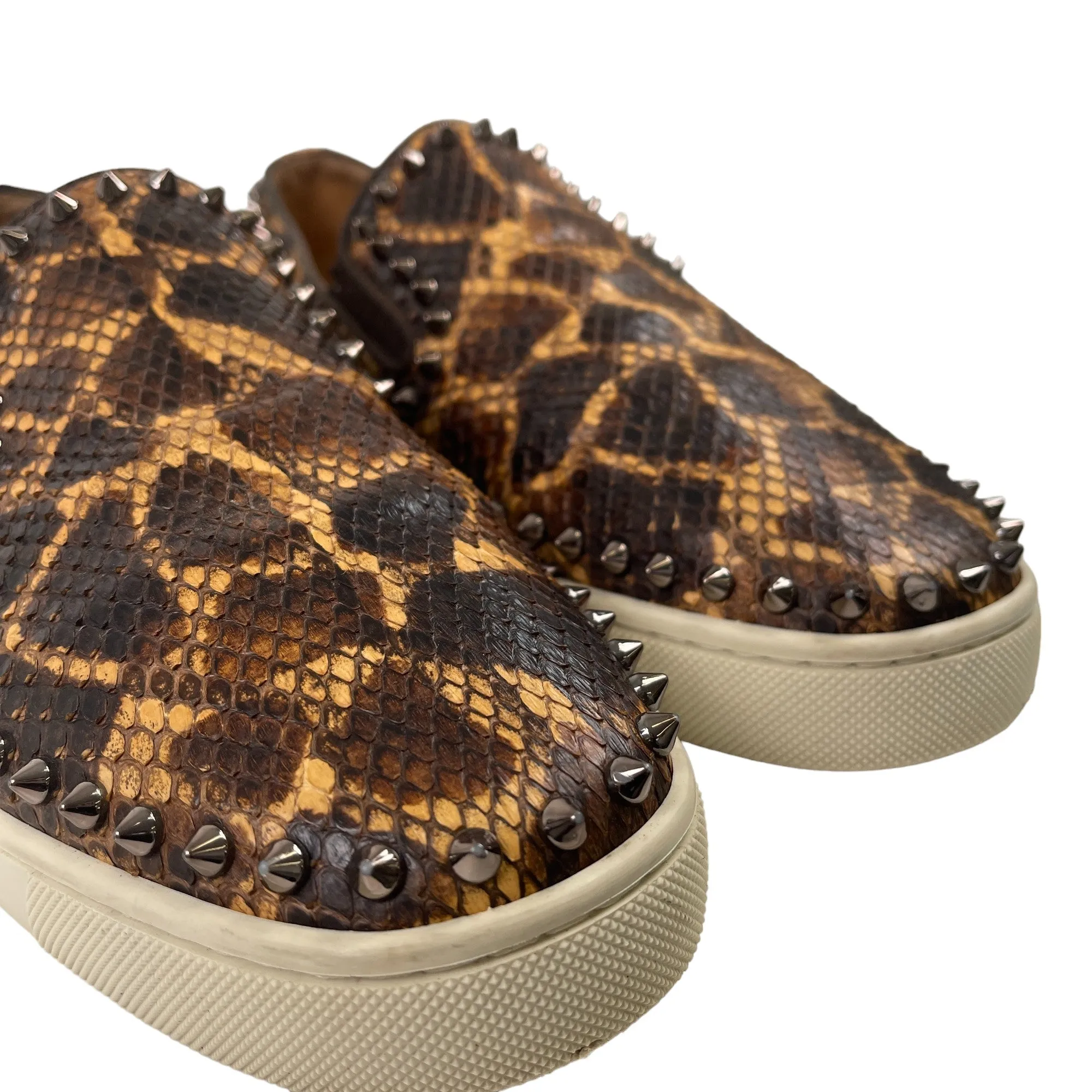 Men's Pik Boat Python Leopard Print Loafers Brown Size EU 43 / UK 9