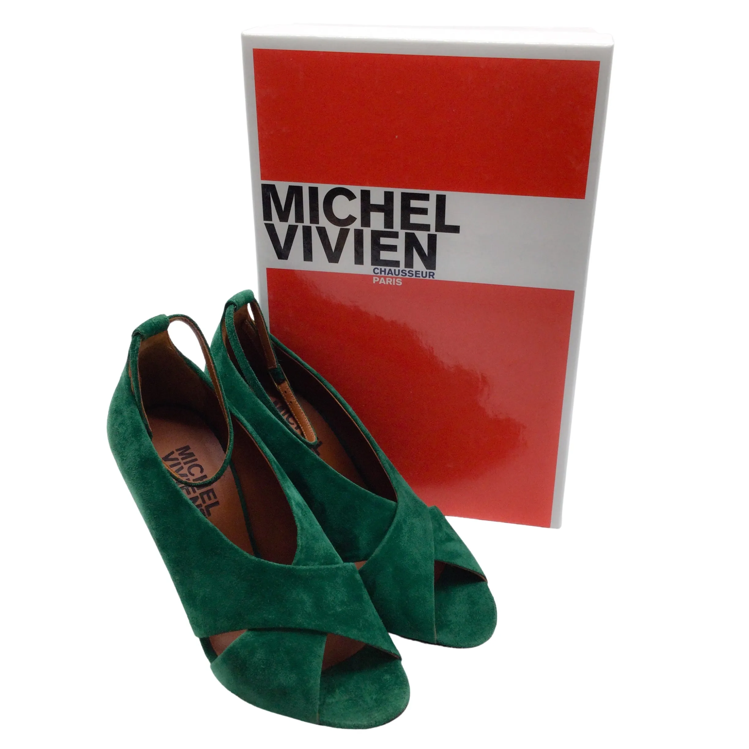 Michel Vivien Green Mayfair Cross Strap Open Toe Sandals