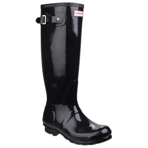 Original Tall Gloss Wellington Boots - Black by Hunter