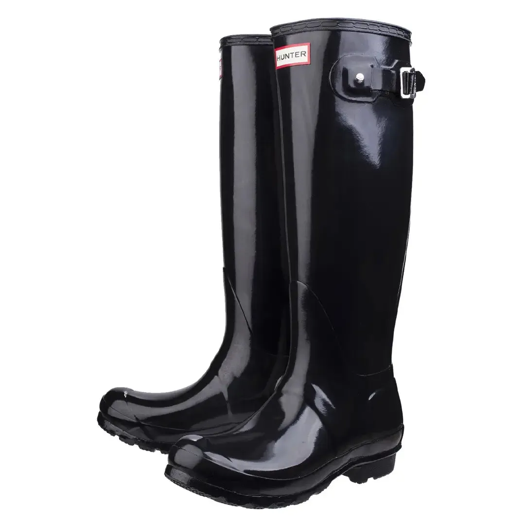 Original Tall Gloss Wellington Boots - Black by Hunter