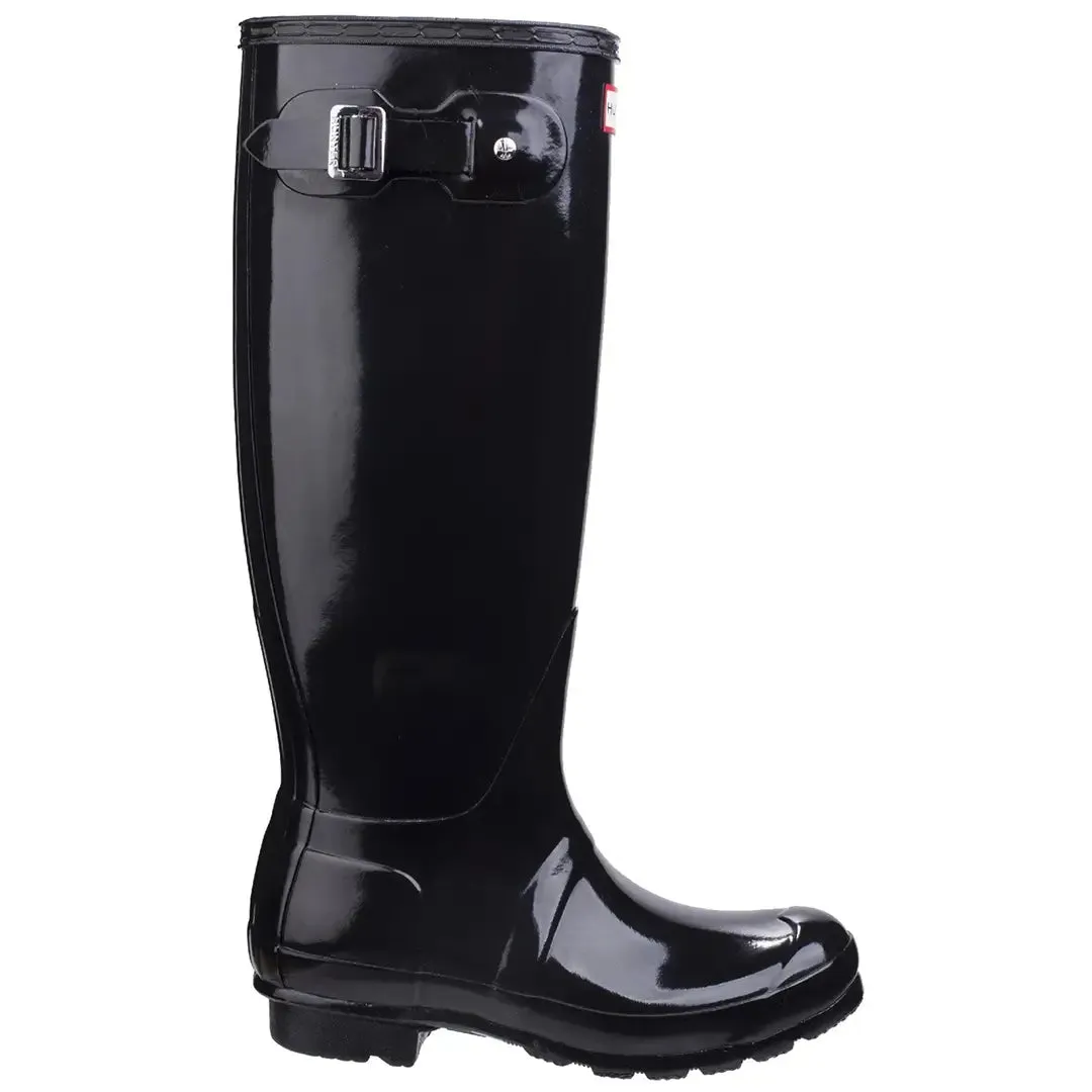 Original Tall Gloss Wellington Boots - Black by Hunter