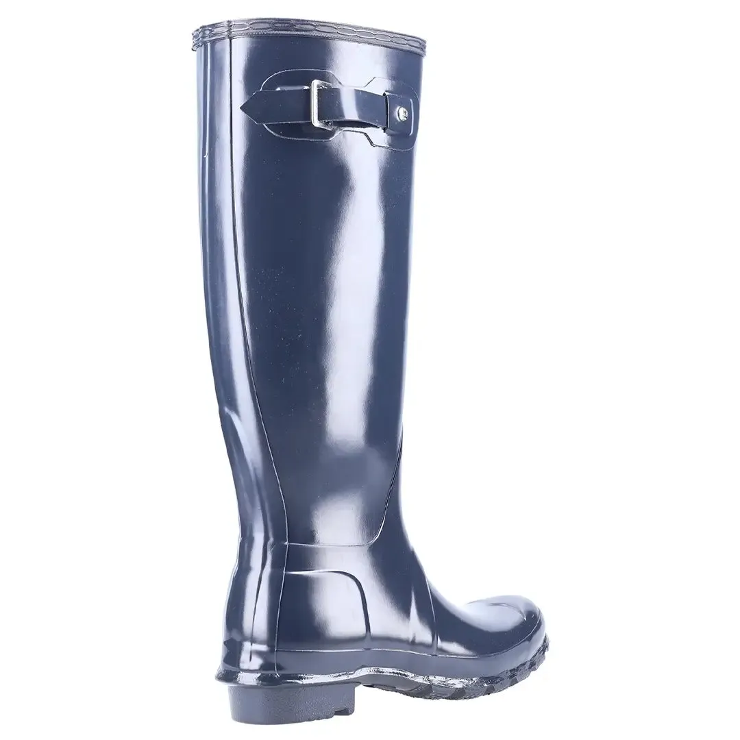 Original Tall Gloss Wellington Boots - Navy by Hunter