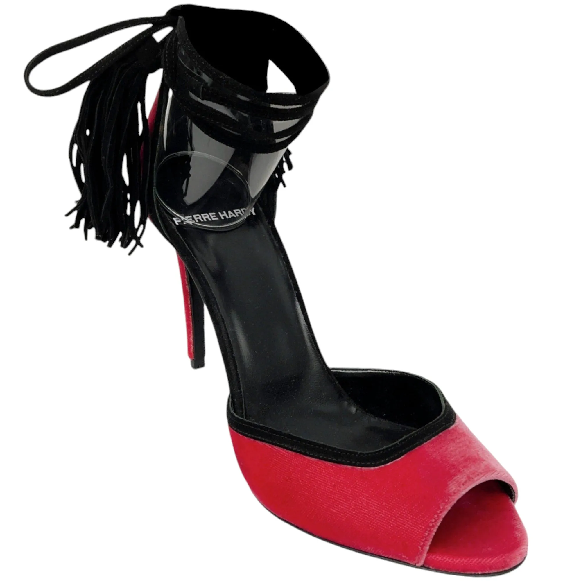 Pierre Hardy Majorelle Pink / Black Suede Trimmed Velvet Sandals