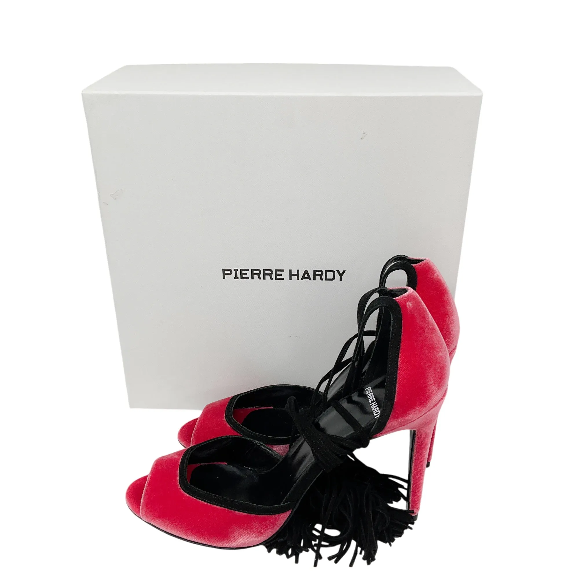 Pierre Hardy Majorelle Pink / Black Suede Trimmed Velvet Sandals