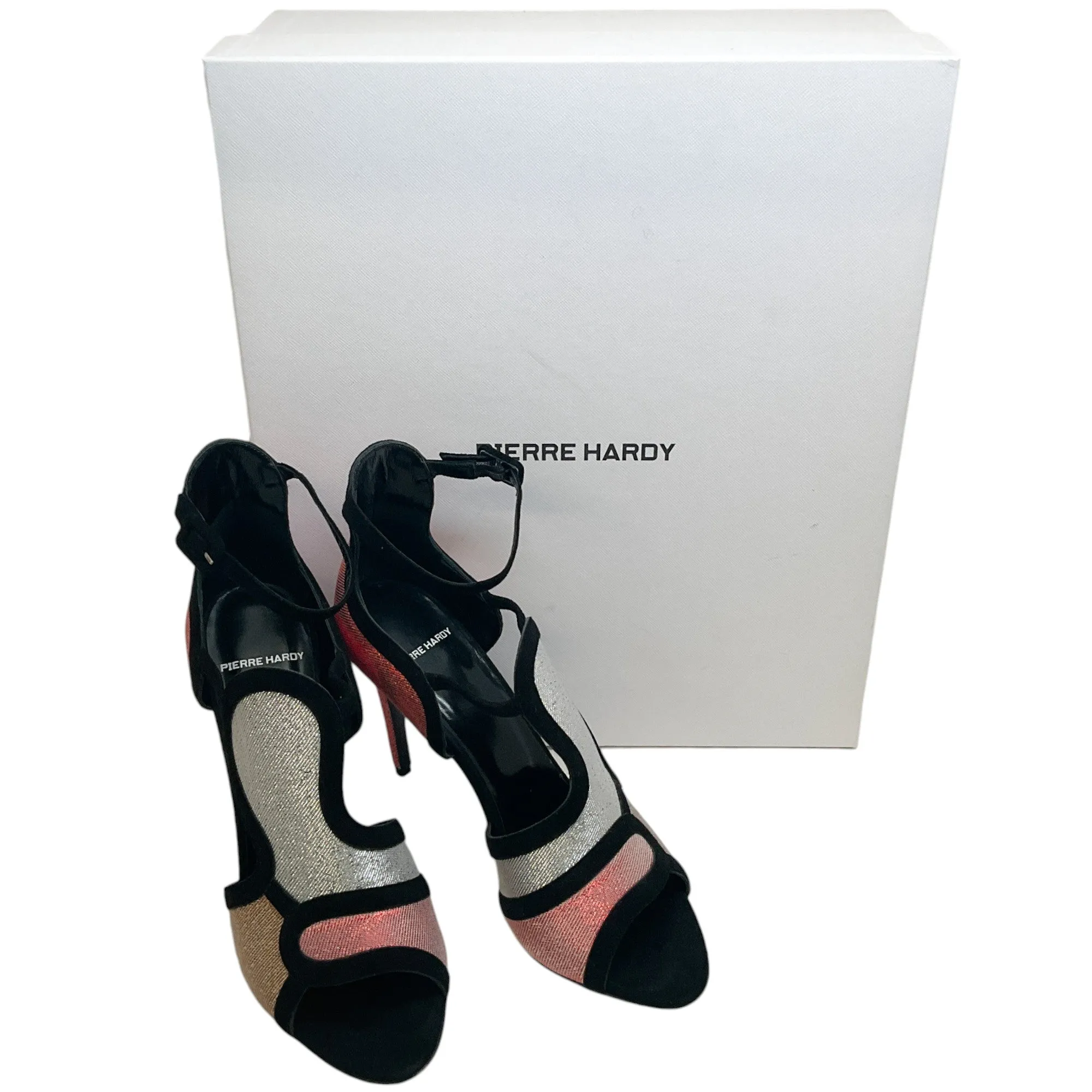 Pierre Hardy Red / Silver Metallic Pumps with Black Suede Trim