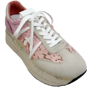 Premiata Pink / Taupe Lace Beth Platform Sneakers