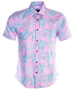 Remus Uomo Fern Print Short Sleeve Shirt in Pink