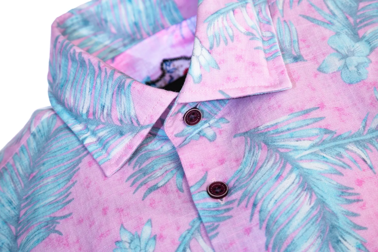 Remus Uomo Fern Print Short Sleeve Shirt in Pink