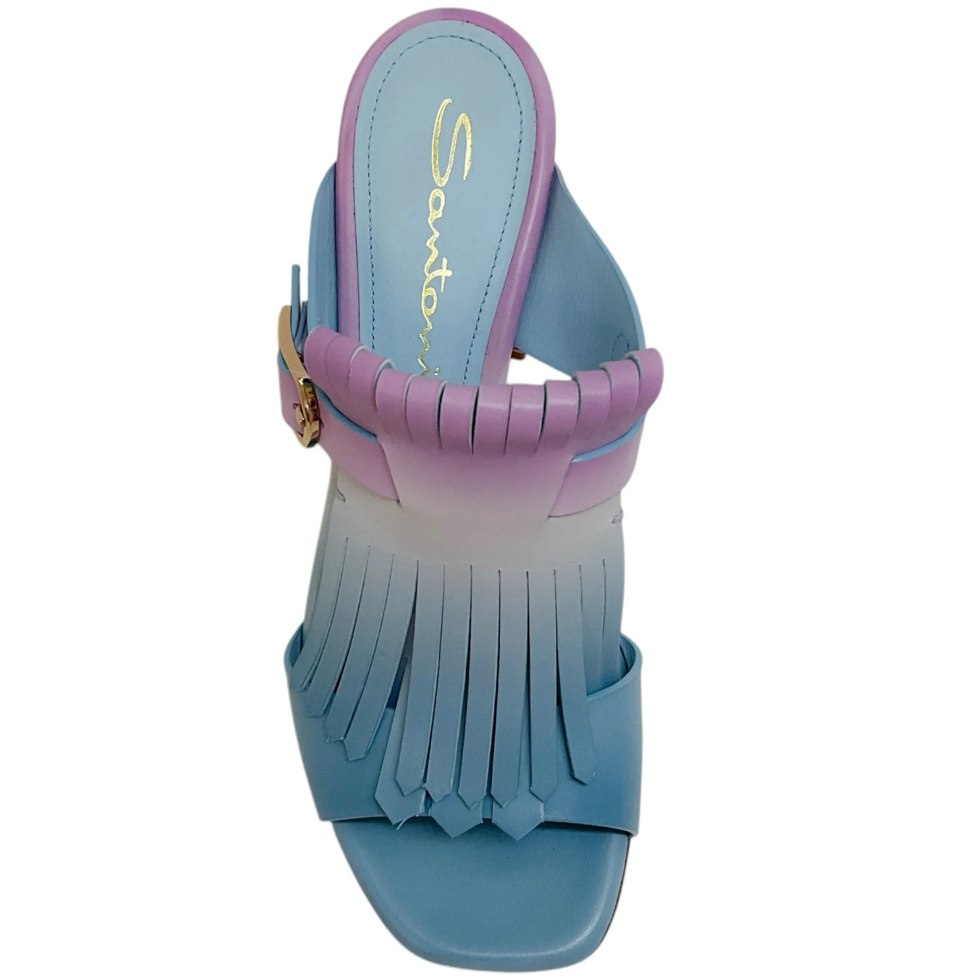 Santoni Blue / Purple Tie Dye Fringe Sandals