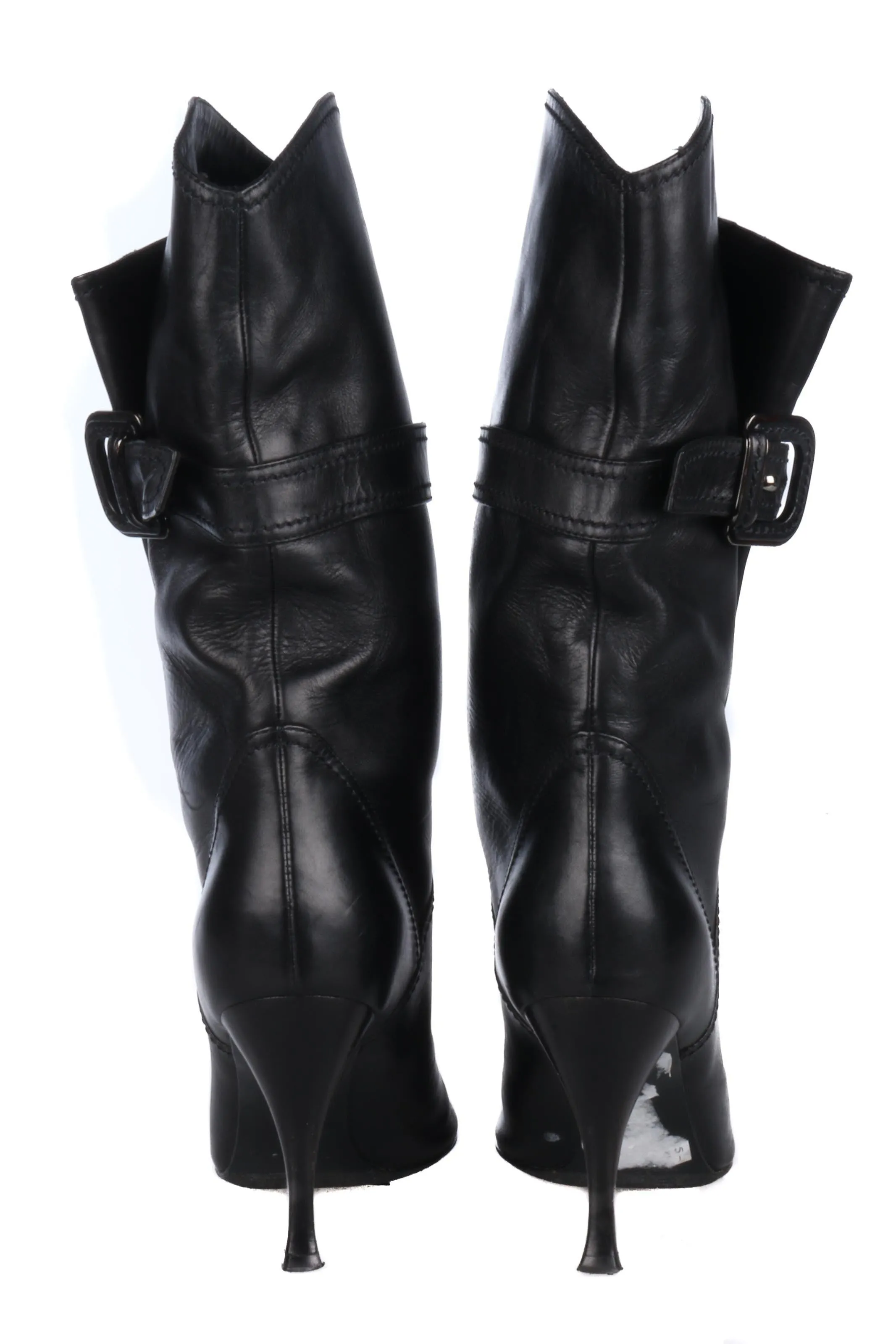 Sergio Rossi Black Leather 3/4 Boots Pointed Toe Size 39 (UK5.5)