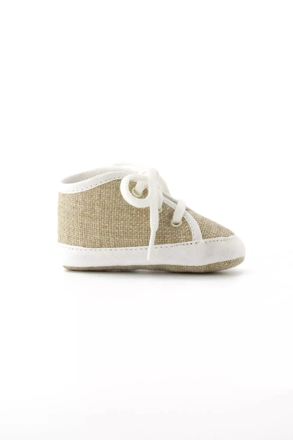 TAR Beige Linen Baby Crib Shoes