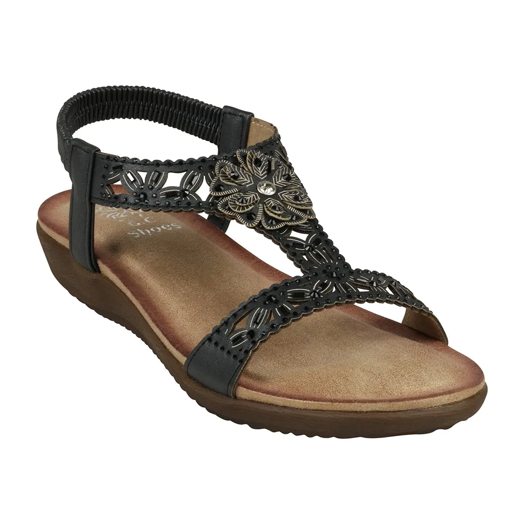 Toni Black Flat Sandals