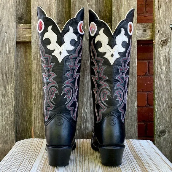 TONY LAMA Buckaroo 3R Tall Knee High Black Cowgirl Cowboy Western Boots