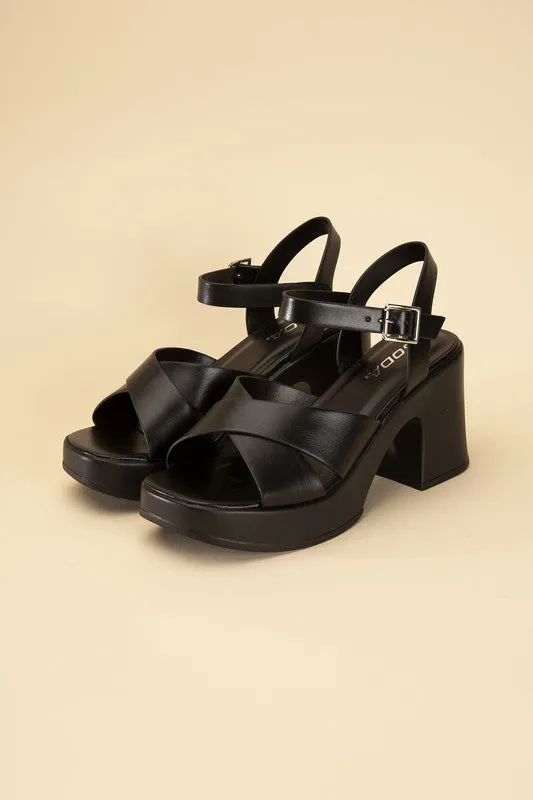 TOUCH-S CRISSCROSS SANDAL HEELS