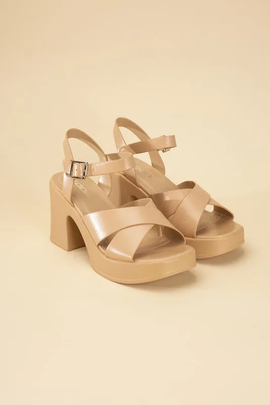 TOUCH-S CRISSCROSS SANDAL HEELS