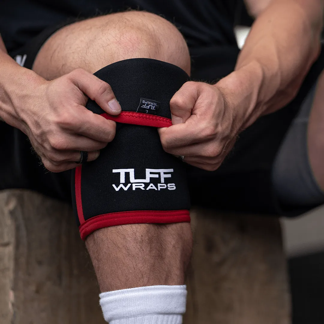 TUFF 7mm Competition Knee Sleeves (Black/Red)