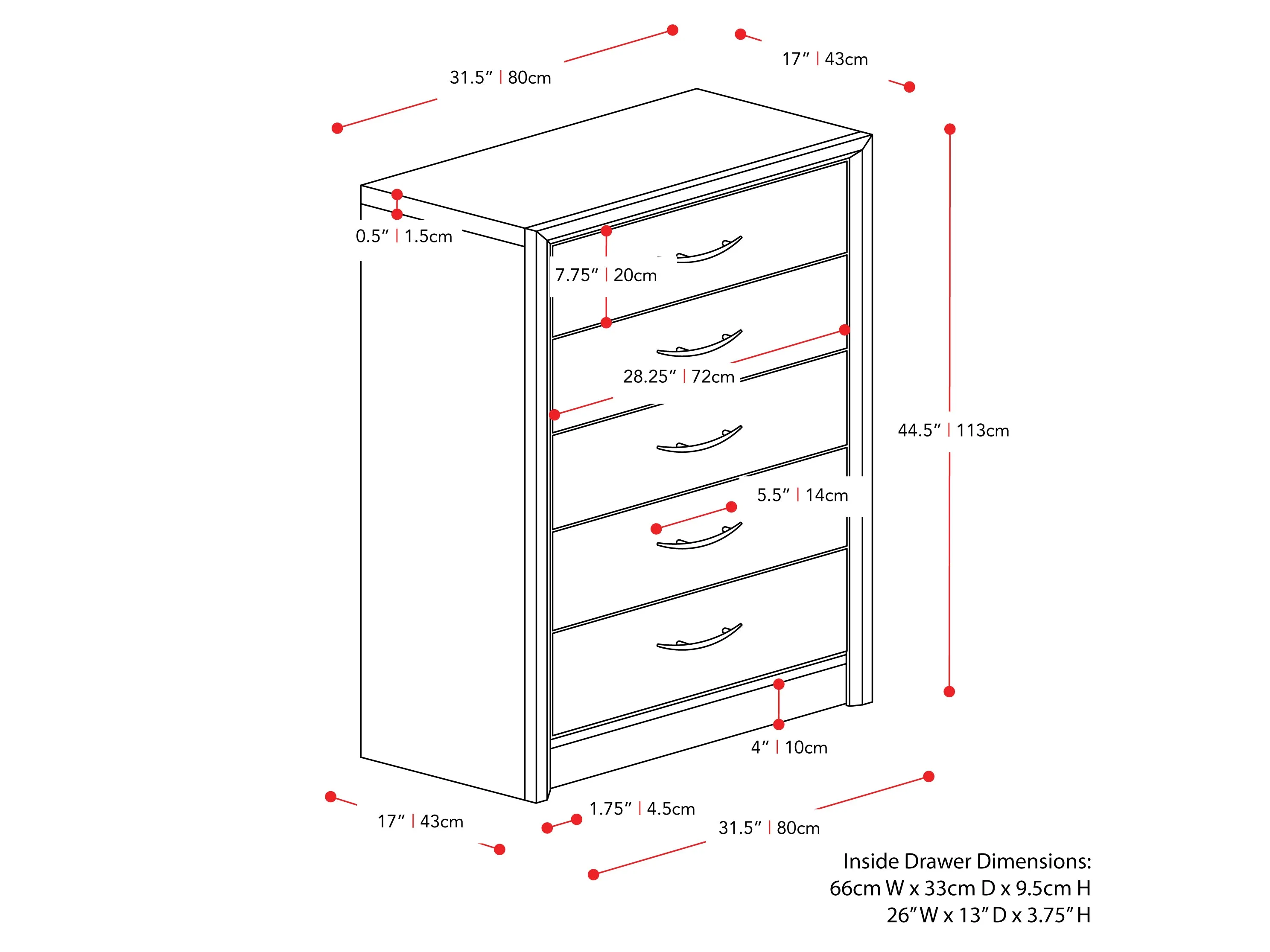 White Washed Oak Tall Bedroom Dresser